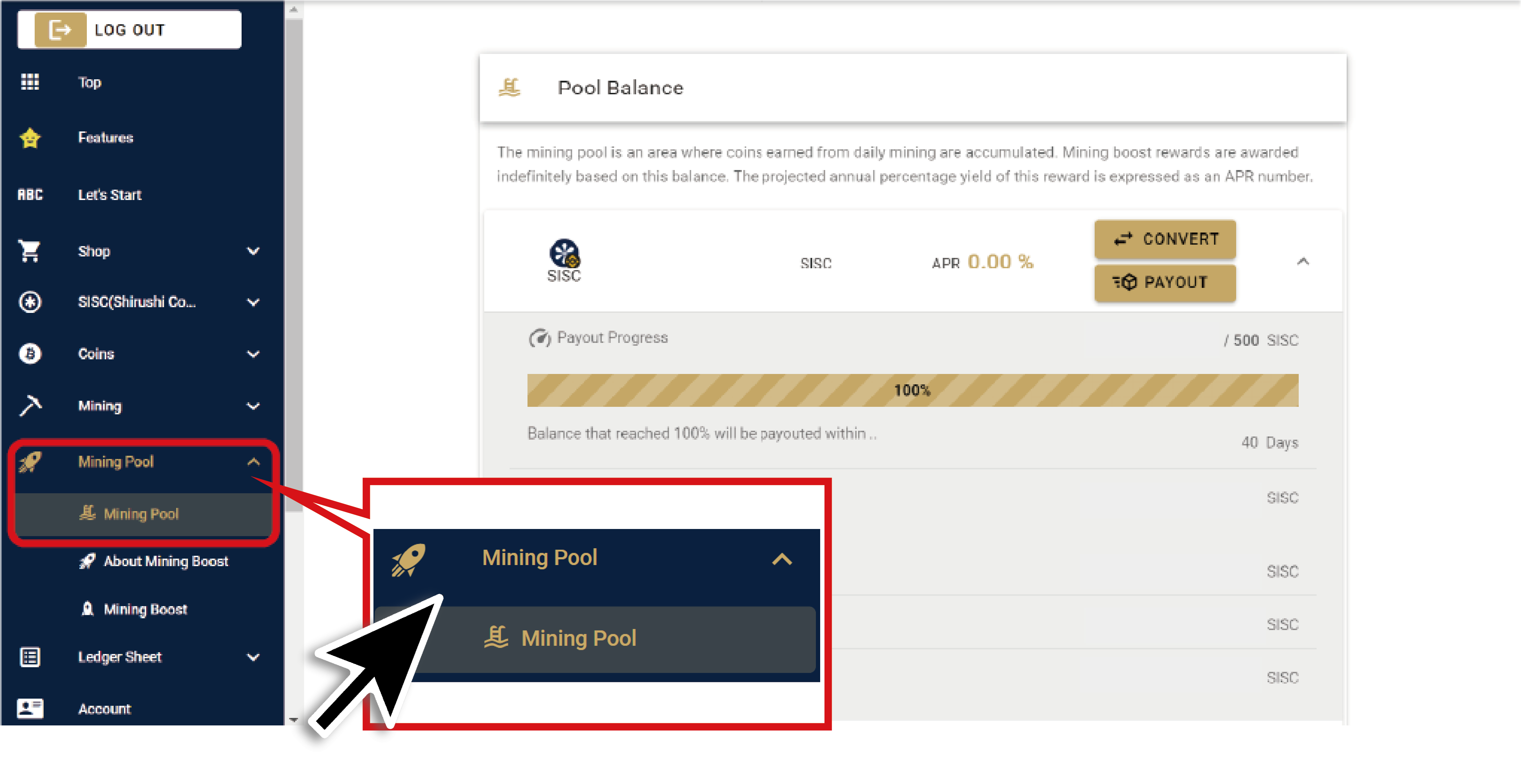 Checking mining pool balance